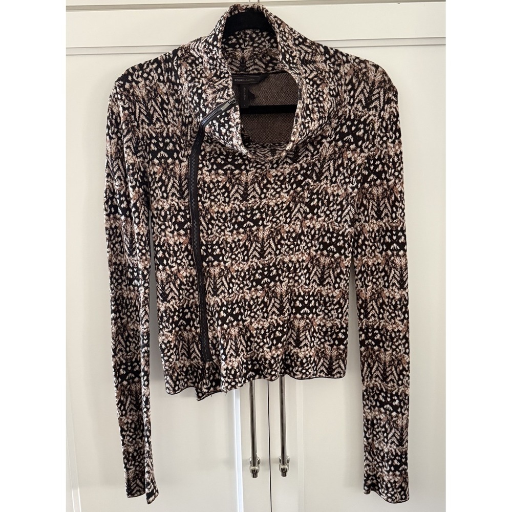 Y2K BCBG Maxazria Moto Style Knit Jacket Size Small Indie Sleaze Grunge Goth Emo
